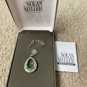 Nolan Miller Silver and Green Teardrop Necklace